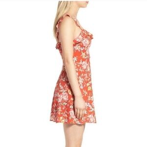 NWT ASTR the Label Floral Mini Dress Red Ruffled Front  XS